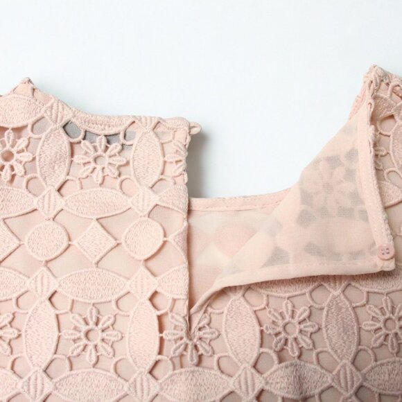 Sandro Holiday Party Designer Lace Copped Chiffon Hem Blouse Top Size M - Picture 4 of 8